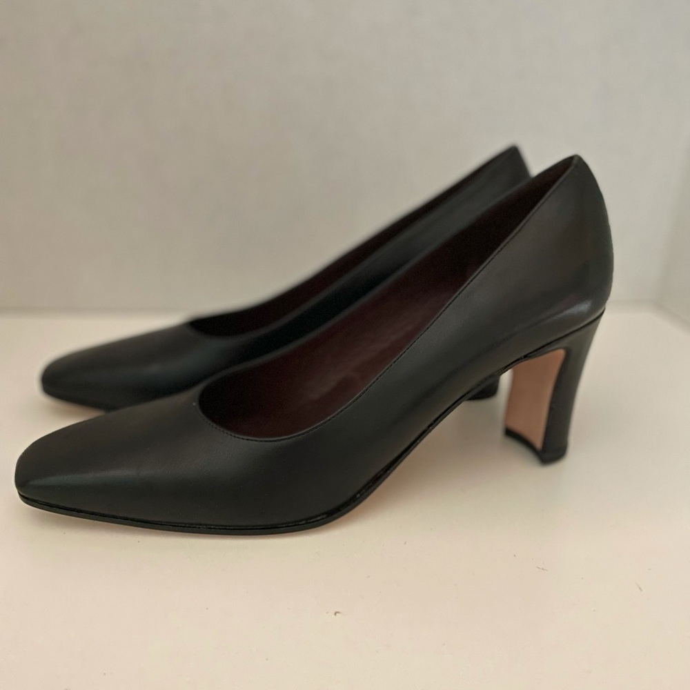 Renzo Fontanelli Black High Heel Leather Pumps, Size 9 AAAA, Made In Italy, EUC.